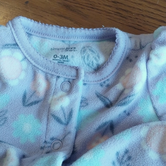 Two pair fleece footed pajamas, 0-3m Sple Joy's by Carters - Picture 7 of 9